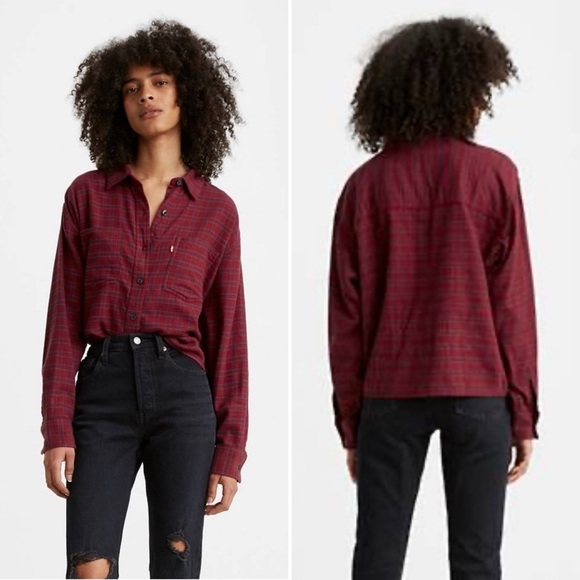 LEVIS Jade Biking Red Maple Plaid Flannel Shirt - Picture 1 of 15
